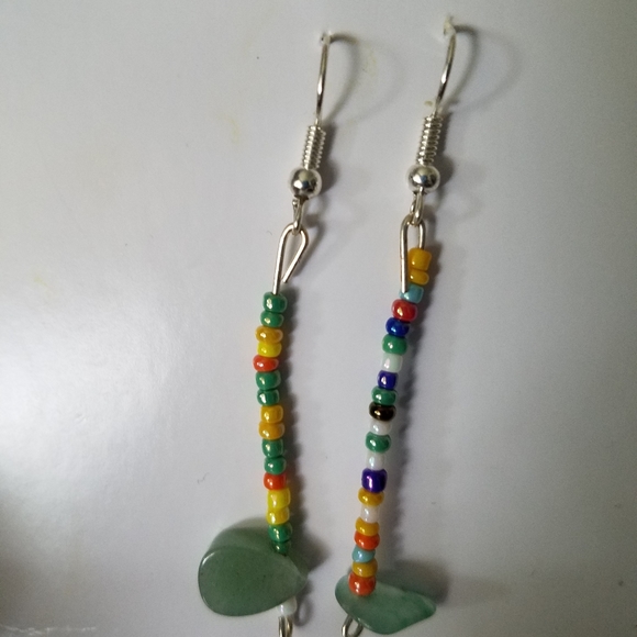Jewelry - Beaded earrings with natural stone